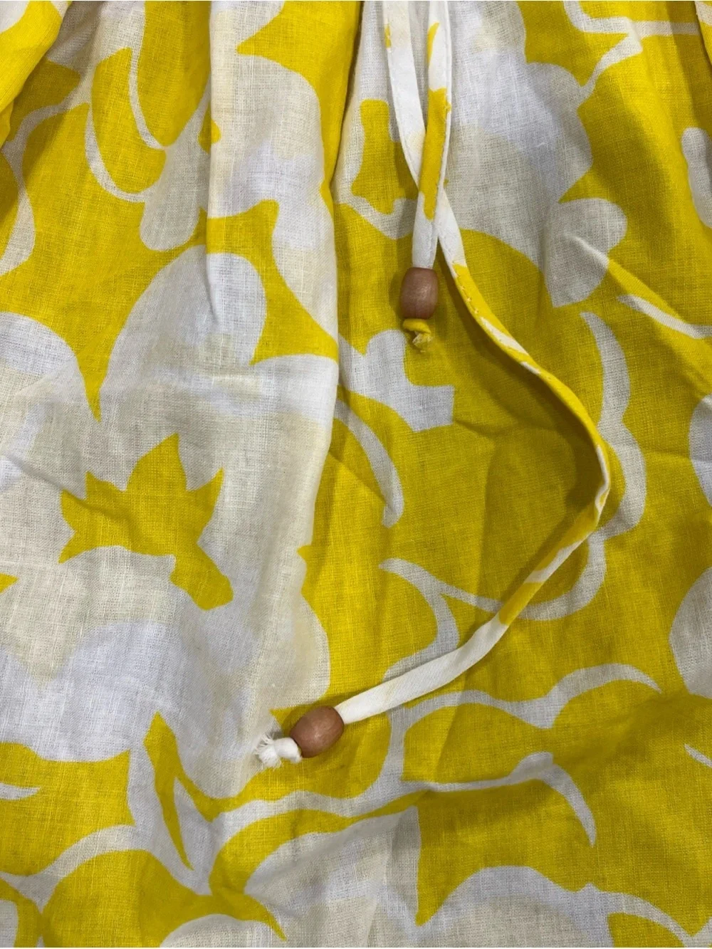 Anthropologie Porridge Open Tie Front Beach Cover Medium Yellow White Poppy Boho